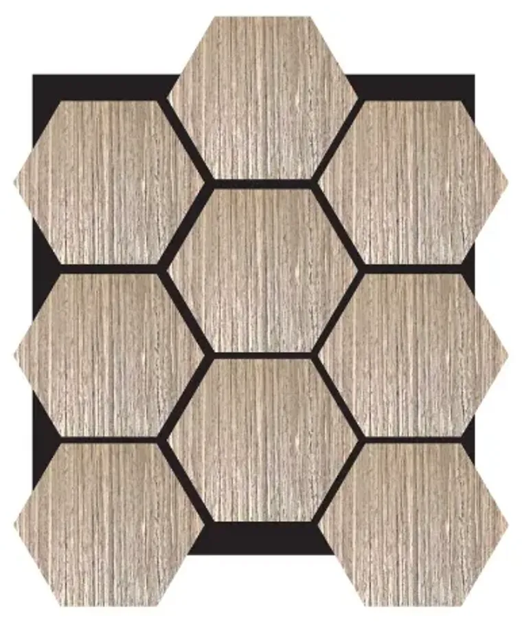 Hexagon-Akustikpaneele Walnuss Wüstensand – Bild 2