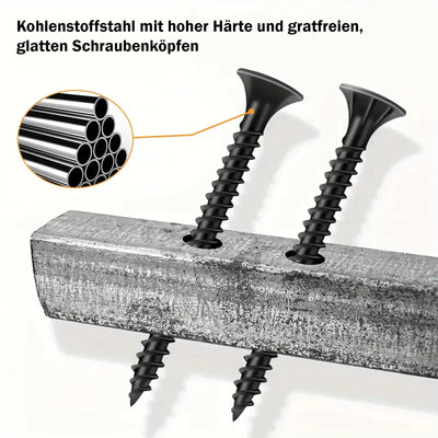Schwarze Schrauben, perfekt für Akustikpaneele wohndeko.com - Akustikpaneele aus Echtholz - Premium Qualität